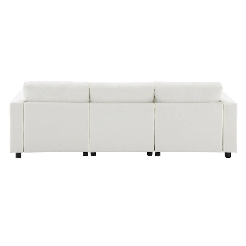 86.5 Chenille Modular Sofa with Storage Pockets, Movable Ottomans