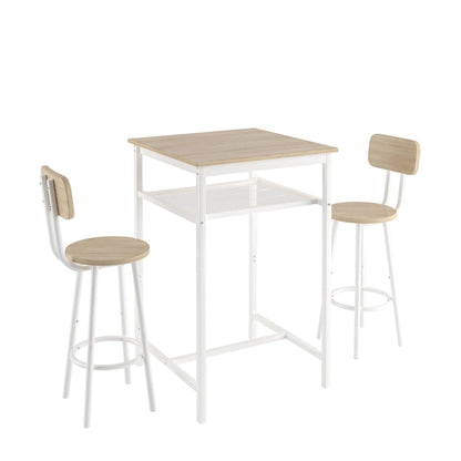 Modern Style 3-Piece Dining Set with Square Table, Partition and 2 Bar Stools