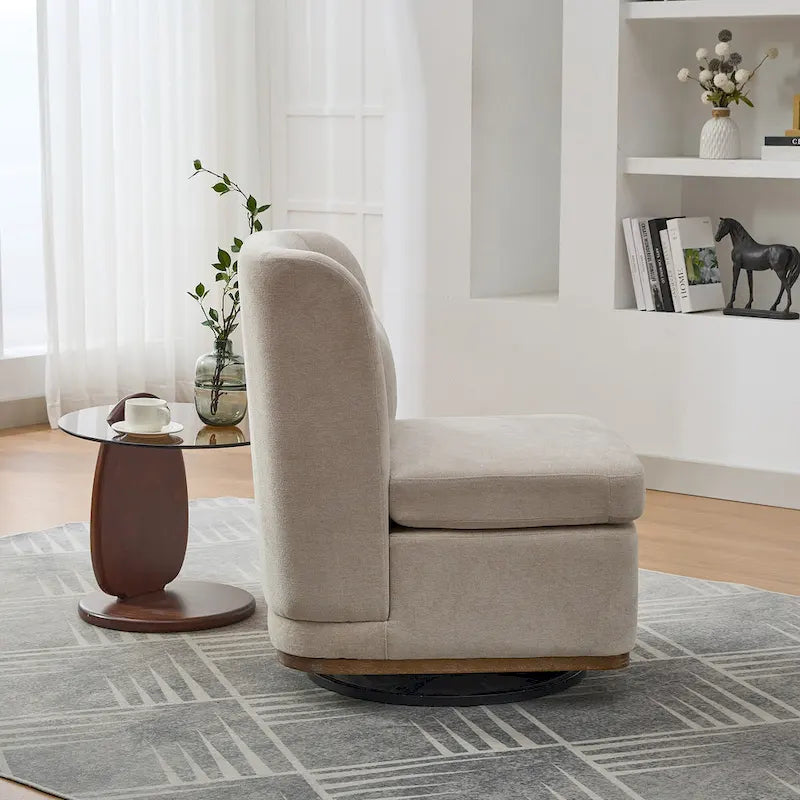 Chenille Armless Swivel Accent Chair