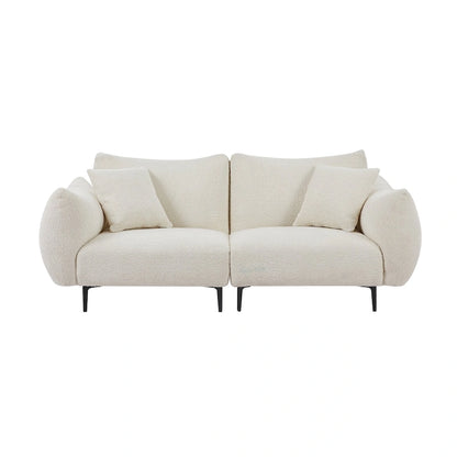 64 Classic Fabric 2-Seater Sofa with Wood Frame &amp; 2 Pillows