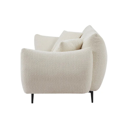 64 Classic Fabric 2-Seater Sofa with Wood Frame &amp; 2 Pillows