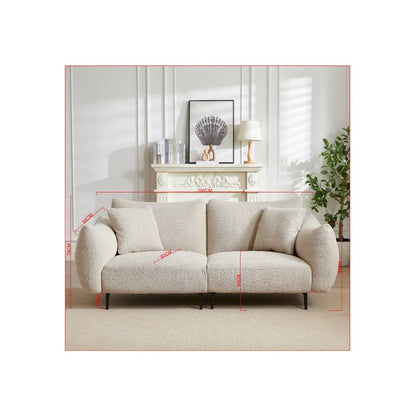 64 Classic Fabric 2-Seater Sofa with Wood Frame &amp; 2 Pillows