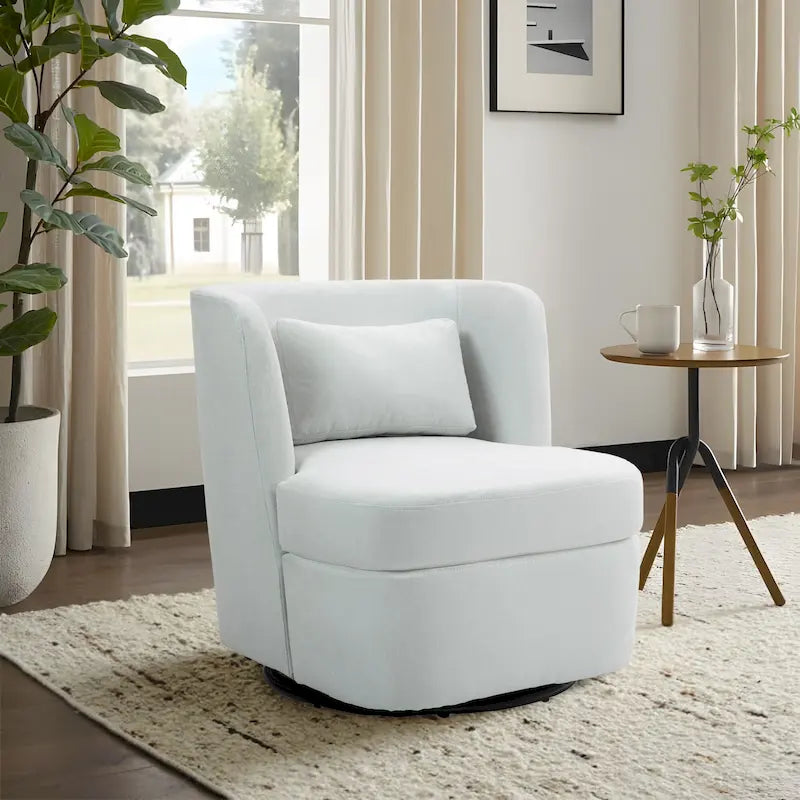 Swivel Upholstered Accent chair With pillow