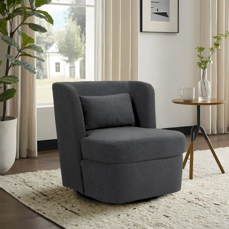 Swivel Upholstered Accent chair With pillow