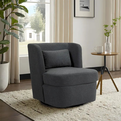 Swivel Upholstered Accent chair With pillow