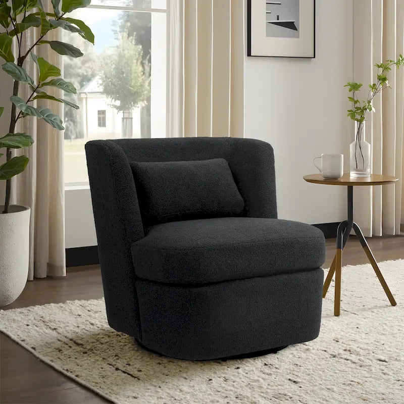 Swivel Upholstered Accent chair With pillow