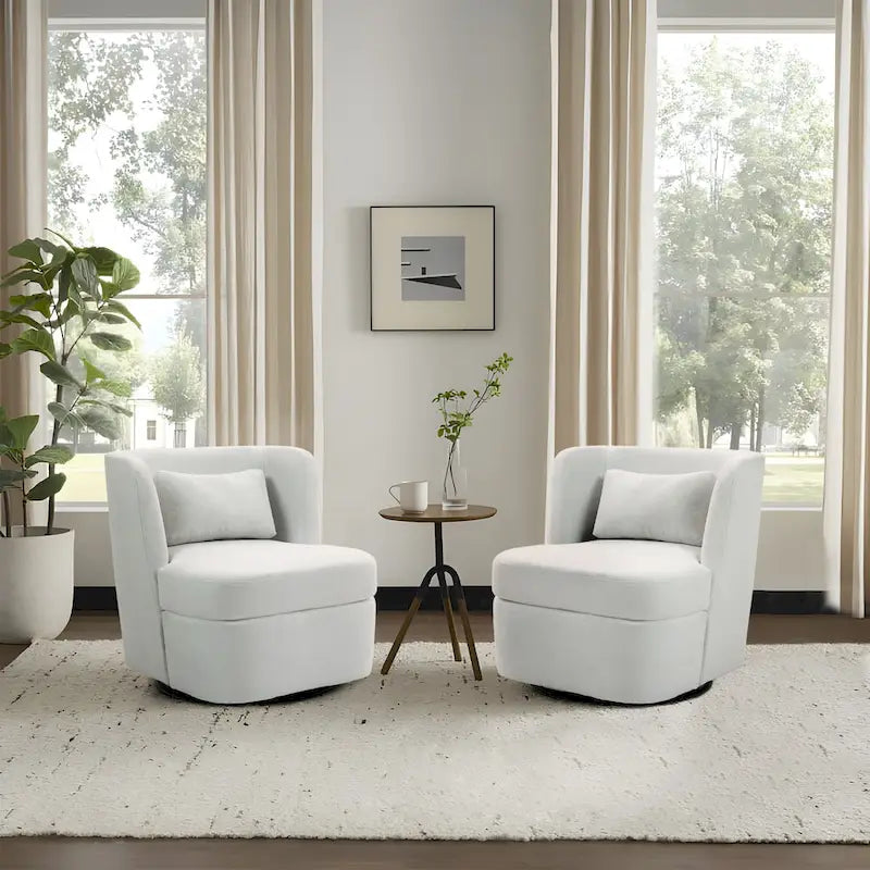 Swivel Upholstered Accent chair With pillow