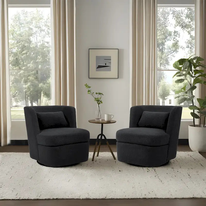 Swivel Upholstered Accent chair With pillow