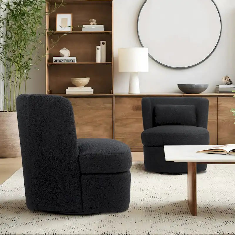 Swivel Upholstered Accent chair With pillow