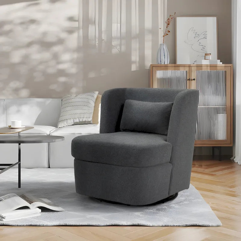 Swivel Upholstered Accent chair With pillow