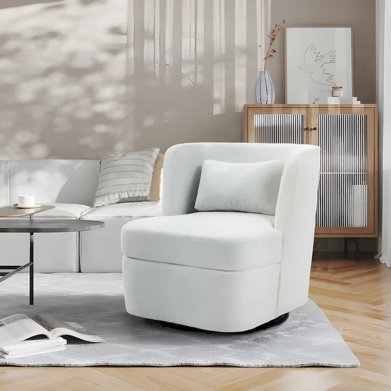 Swivel Upholstered Accent chair With pillow