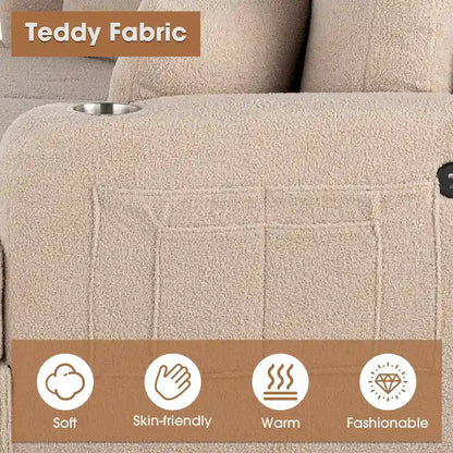 61 Small Beige Loveseat Sofa with 2 Pillows and Cup Holder