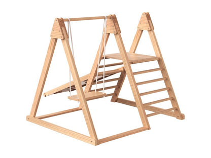 3-in-1 Wooden Play Area for Children - With Slide, Swing, and Ladder - Made of Solid Pine 26554ERRT