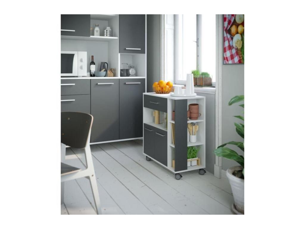 Parisianestop 2-door, 1-drawer cabinet - White and grey - W 80 x D 39 x H 87 cm 38268FDBC