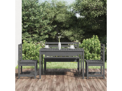 4-piece garden dining set, grey solid pine wood 02606TXKD