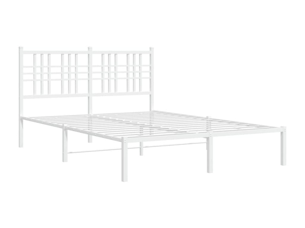Metal bed frame with white headboard, 140x190 cm, 17784REDX