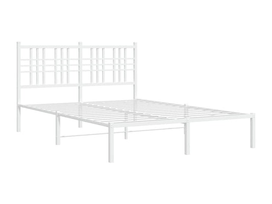 Metal bed frame with white headboard, 140x190 cm, 17784REDX