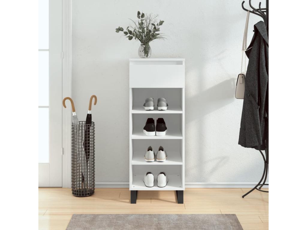 High-gloss white shoe cabinet, 40x36x105 cm, engineered wood, 48854SJTW