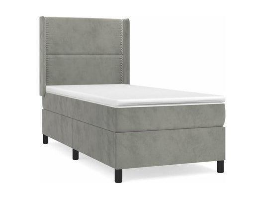 Parisianestop bed base and mattress, light grey, 100x200 cm, velvet, 24383AAQA