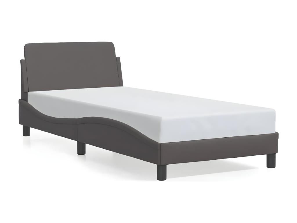 Grey faux leather bed frame without mattress, 90x200 cm, 15015BHNF