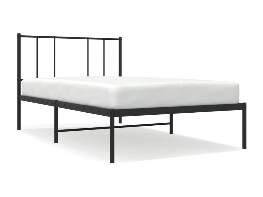 Metal bed frame with black headboard 75x190 cm 42564HJXP