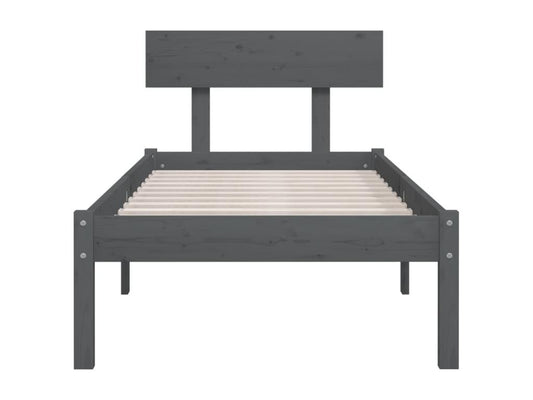 Bed frame without mattress, grey solid wood, 100x200 cm, 15641EFVW