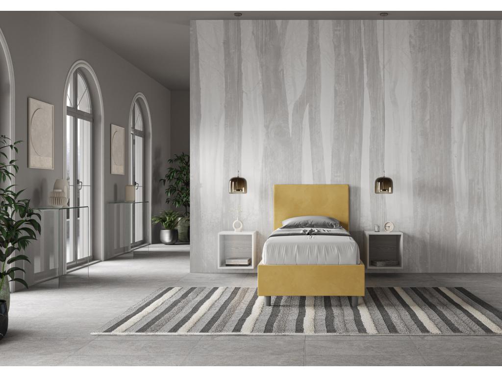 Parisianestop bed with 80x190cm upholstered slatted base in ochre microfiber 81205PZPY