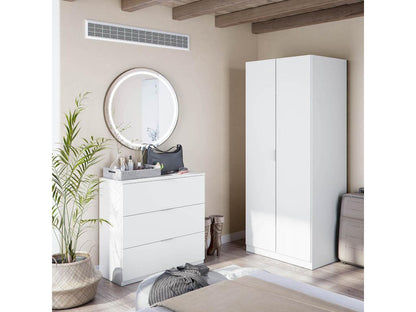 Wardrobe with 2 doors, white - 180x81x52 cm 34091HQMJ