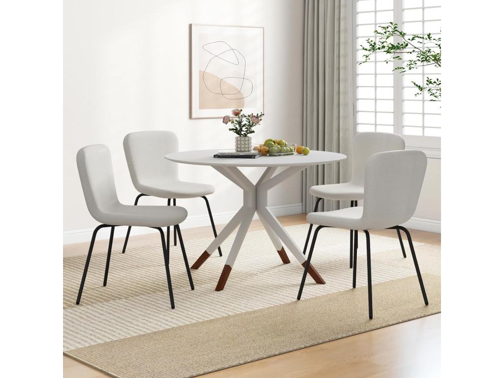 Dining Chairs Set of 4 Velvet Chairs with High Back and Metal Legs, Padded Living Room Chairs for Kitchen and Bedroom, Beige 32223OKYB