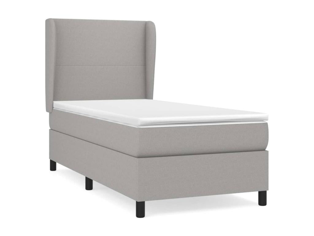 Upholstered bed base with mattress, light grey, 80x200 cm, fabric, 88118IKEO