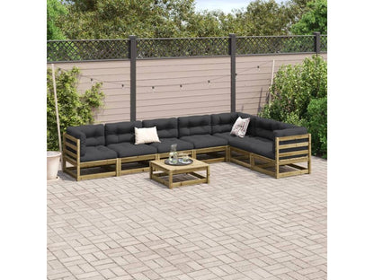 8-piece garden furniture set with cushions, impregnated pine wood 28509HQNT