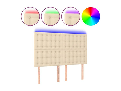 Cream LED Headboard 144x5x118/128 cm Fabric 67245EWGZ
