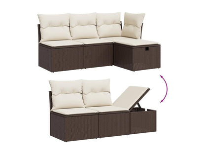 6-piece garden furniture set with cushions, brown woven resin, 12775TQYV