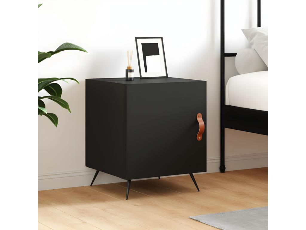 Black bedside table 40x40x50 cm engineered wood 48101RTKL