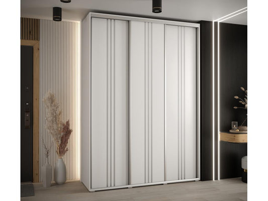 Parisianestop 6 Sliding Door Wardrobe 235.2/180/60 3 Doors White/White/Silver 90611VGCJ
