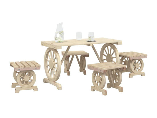 5-piece garden dining set in solid fir wood 58528LHPF