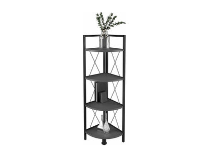 Parisianestop Wood and Metal Corner Shelf Storage Stand Bookshelf Decorative Bookcase Freestanding Shelf Parisianestop 4 Anthracite 31455MPZC