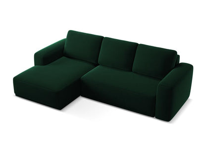 Left-hand corner convertible sofa in velvet - bottle green - Parisianestop 38712PGVW