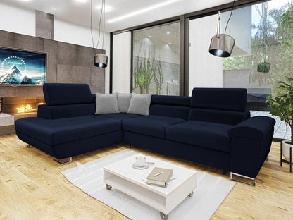 Parisianestop 166 Corner Sofa, Blue, with Sleeping Function and Bed Box, 270x202x71cm, 88870SEEJ