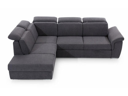 Left-hand corner sofa bed in dark grey fabric with adjustable headrests, Artvivrestore, 260cm, 38901ORPL