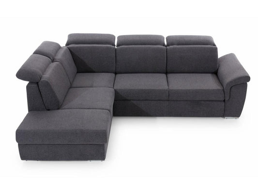Left-hand corner sofa bed in dark grey fabric with adjustable headrests, Artvivrestore, 260cm, 38901ORPL