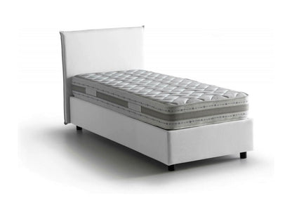 Maisonpuretop Single Bed with Storage, Fabric Upholstery, Made in Italy, Front Opening, Includes 80x190 cm Mattress, White 59297FIND