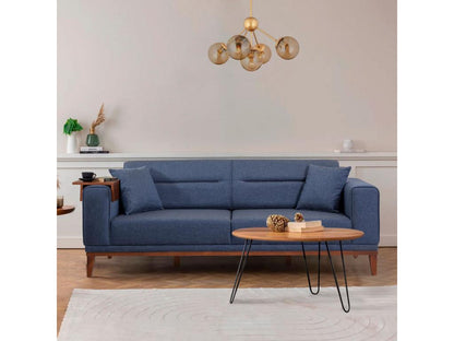 Maisonpuretop 3-seater convertible sofa, armchair and side table set, Dark Blue fabric 51733LSJZ