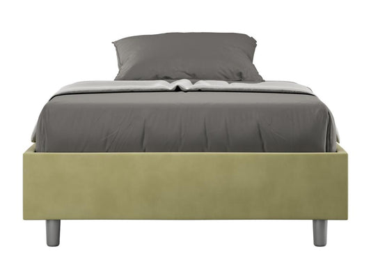 Double bed frame without slatted base, upholstered, 140x190 cm, green microfiber, Parisianestop 00049KGZE