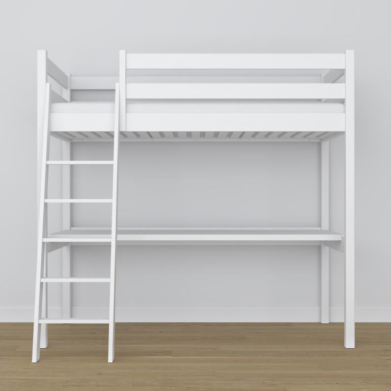 Wooden loft bed - with desk N03 White 90x190 83724UFQE