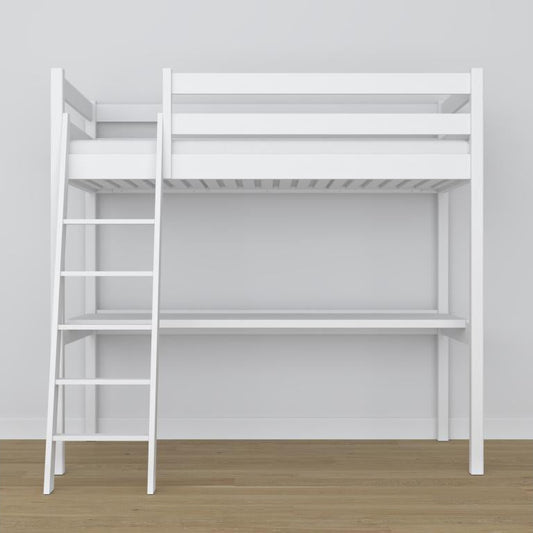 Wooden loft bed - with desk N03 White 90x190 83724UFQE