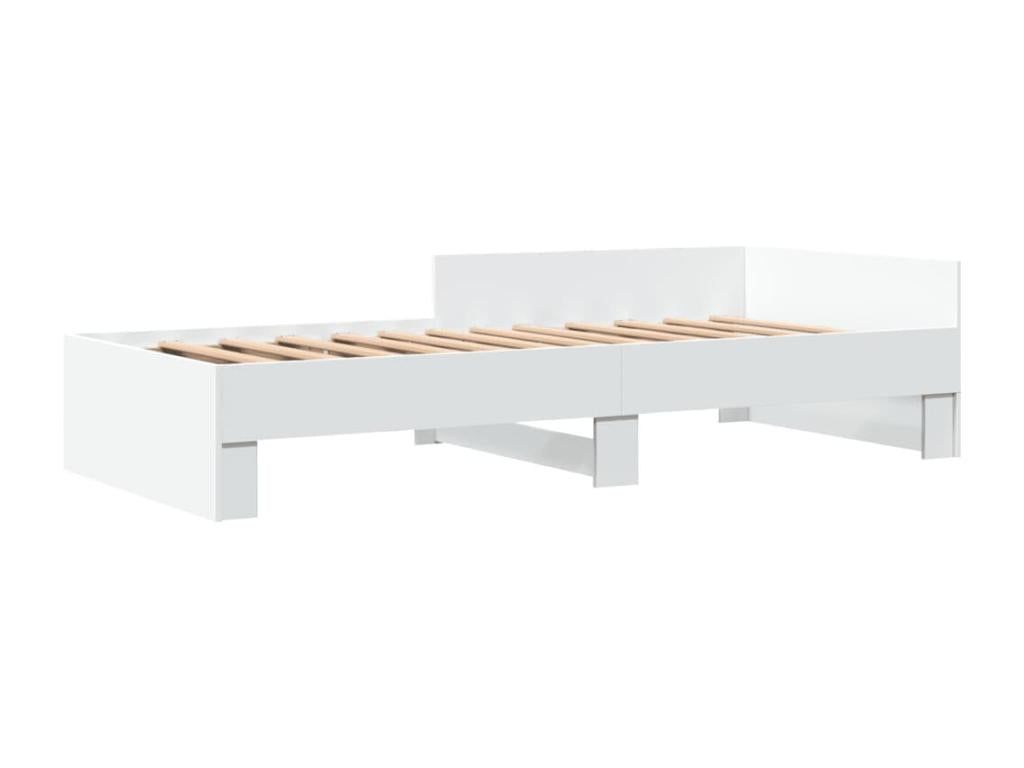 Bed frame without mattress, white, 100x200 cm, engineered wood, 94200QPWX