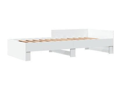 Bed frame without mattress, white, 100x200 cm, engineered wood, 94200QPWX