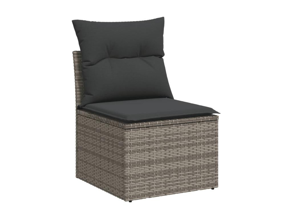 11-piece garden furniture set with grey resin wicker cushions 90009FAWA