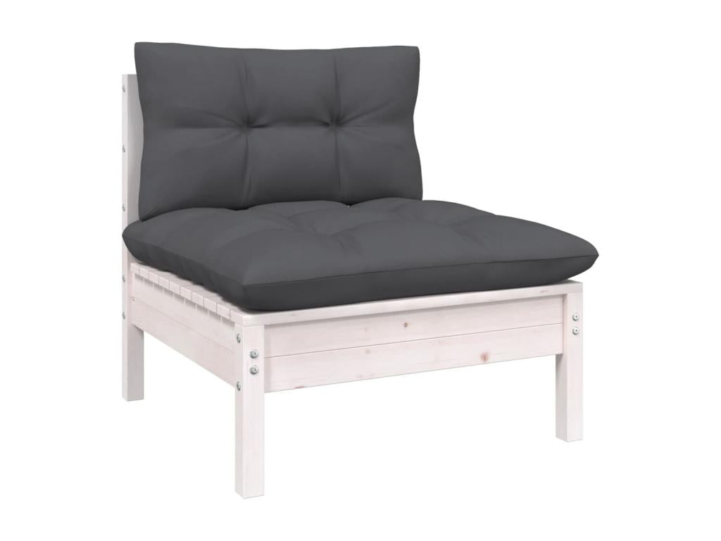 7-piece garden furniture set with cushions, white, solid pine wood 23339CKBG